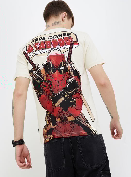 FAME FOREVER Men Deadpool Printed T-shirt | Beige