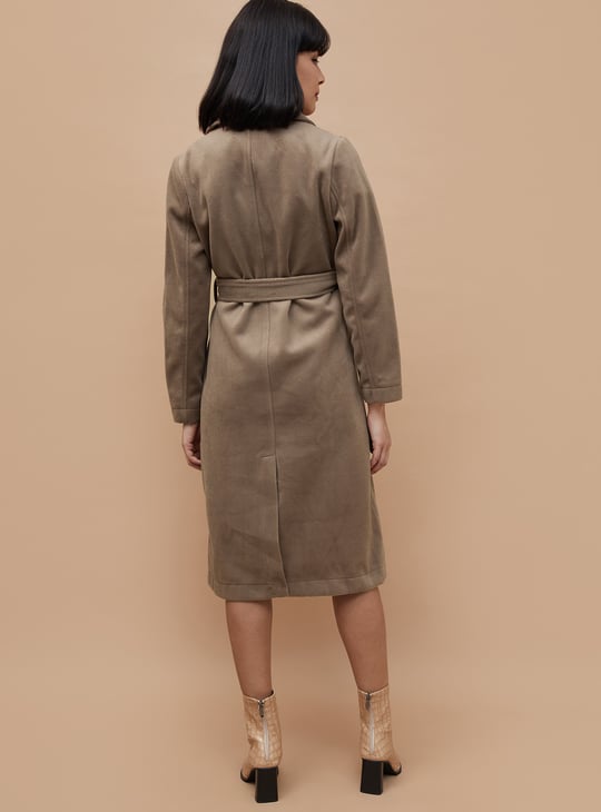 CODE Women Solid Longline Coat