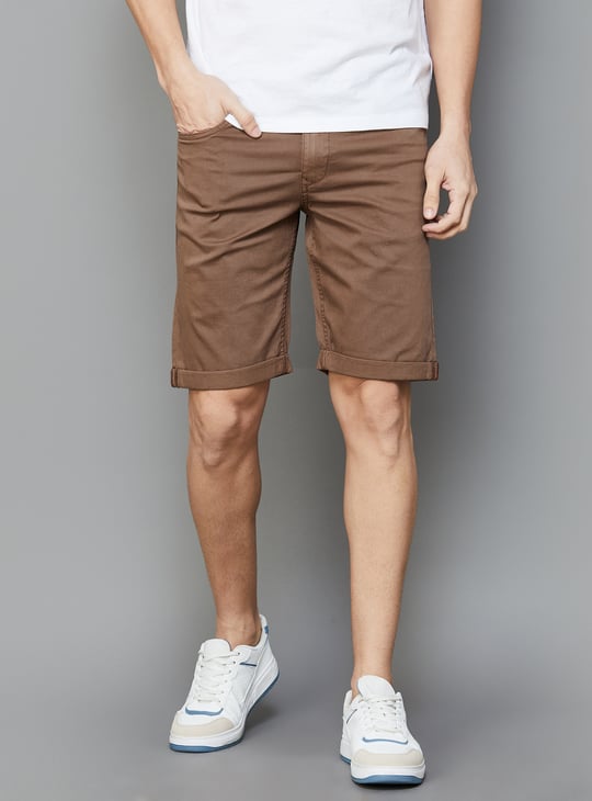 LP JEANS Men Solid Slim Fit Denim Shorts - Main Image