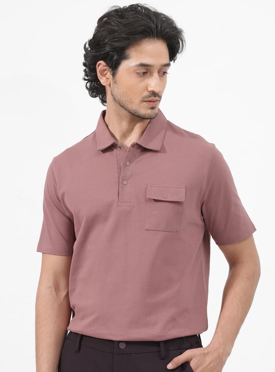 RARE RABBIT Men Solid Regular Fit Polo T-shirt