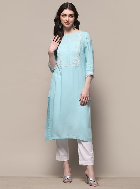 BIBA Women Embroidered Straight Kurta