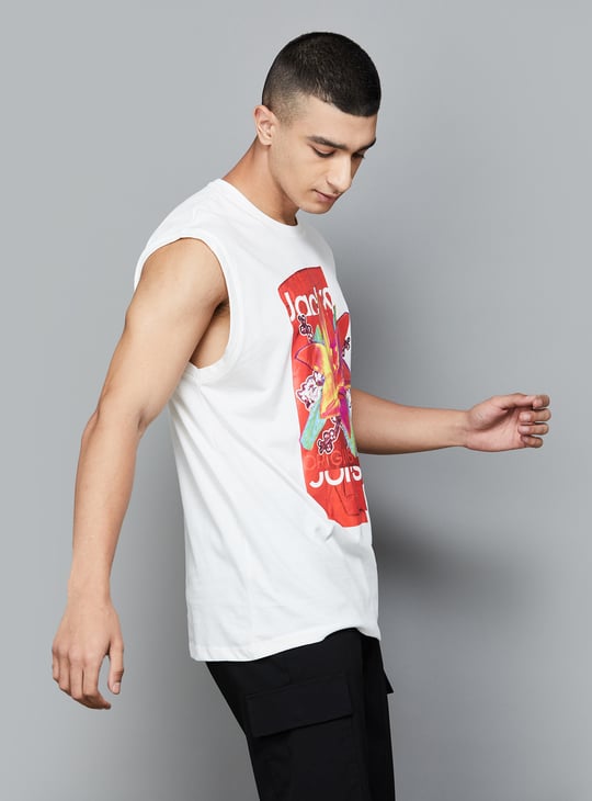 Camiseta De Tirantes Jack & Jones Jcounion Para Hombre - Estampado, Primavera/verano, Cuello Redondo