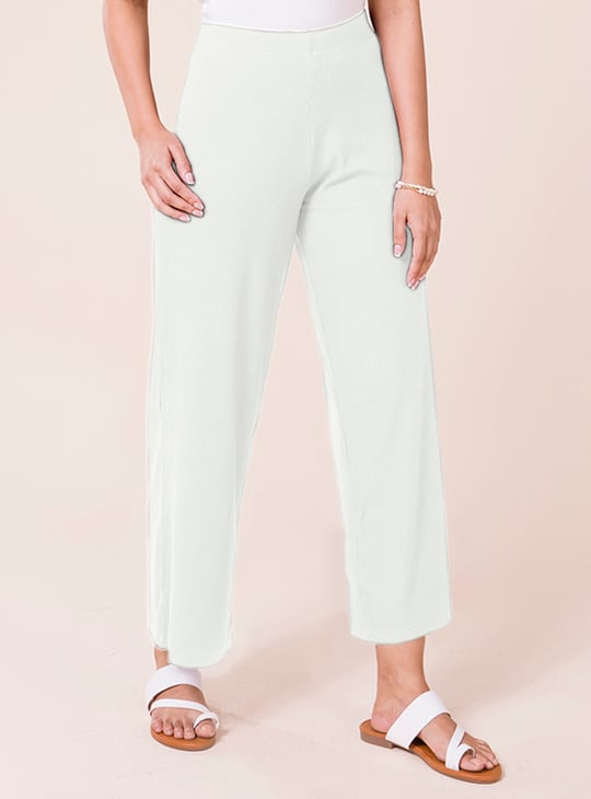 GO COLORS Women Ribbed Palazzos