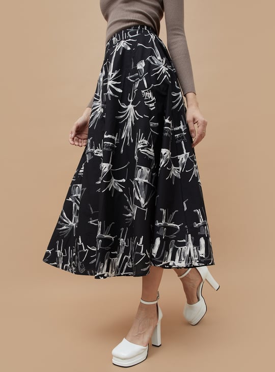 GINGER Abstract Printed Flared Skirts