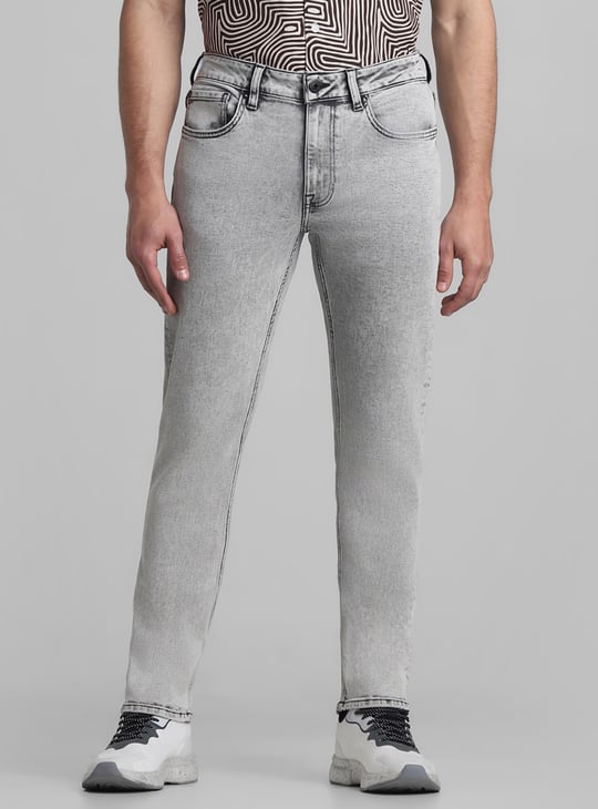 JACK JONES Washed Regular Tapered Jeans Grey