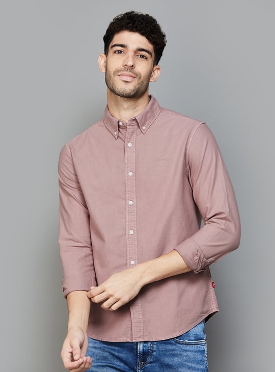 slim fit dress slacks Suslo Couture Peach Cotton Linen Blend Slim Fit Button-Up Casual Shirt –  The Suit Depot main image 1