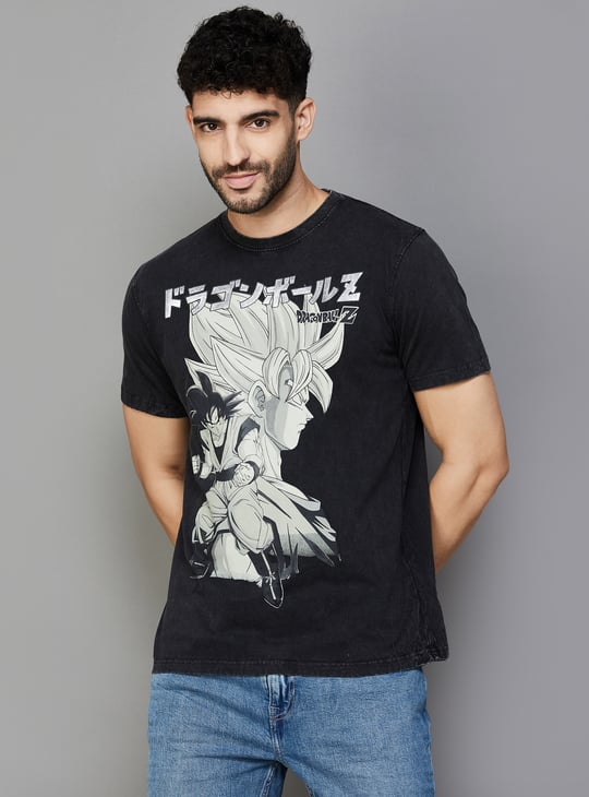 FREE AUTHORITY Men Dragon Ball Z Printed T-shirt Black