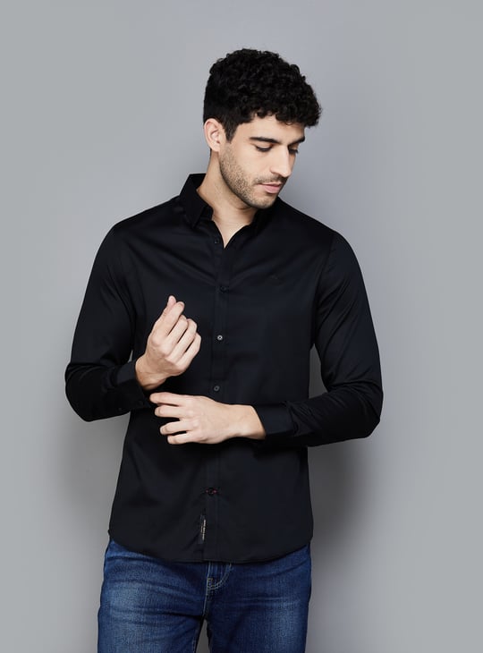 BEING HUMAN Solid Slim Fit Casual Shirt