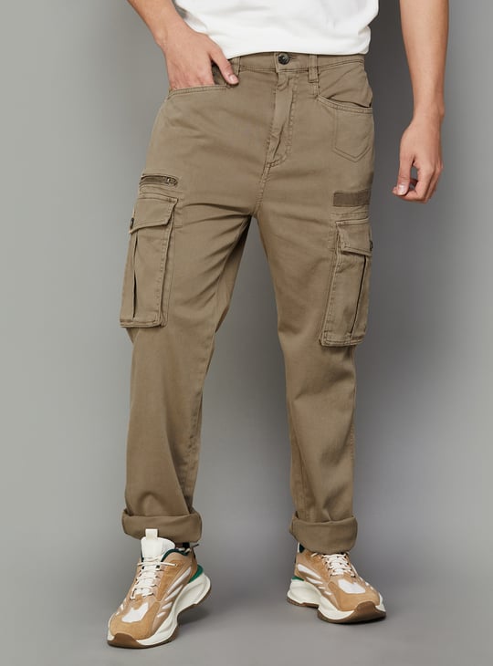 PEPE JEANS Men Solid Regular Fit Cargo Trousers