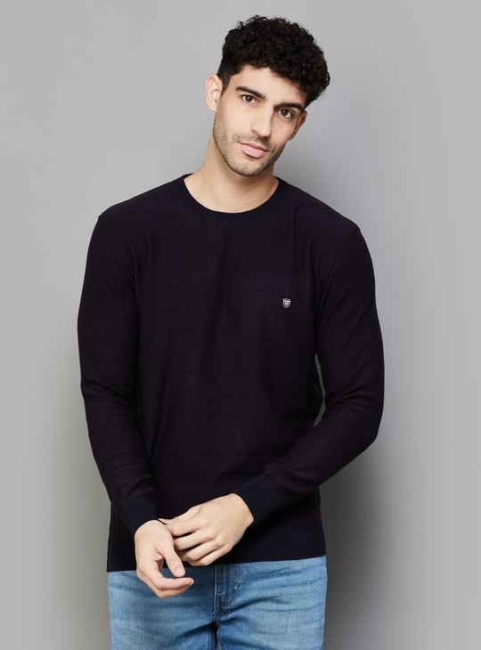 T-BASE Men Knitted Sweater Purple