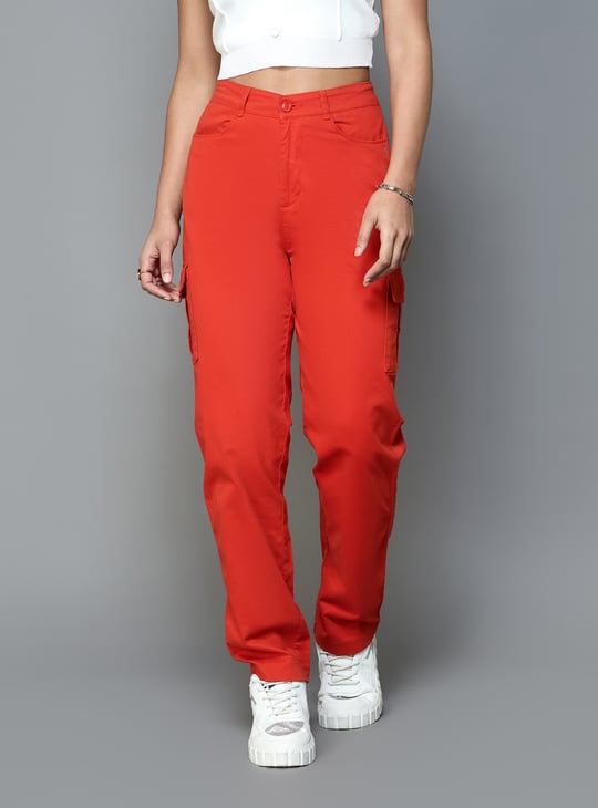 XPOSE Solid High-Rise Cargo Trousers