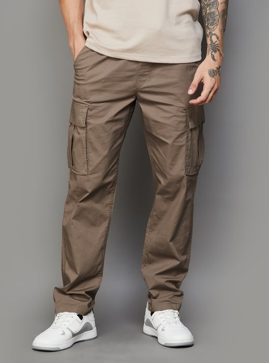 CELIO Jostope Men Solid Slim Straight Cargo Trousers