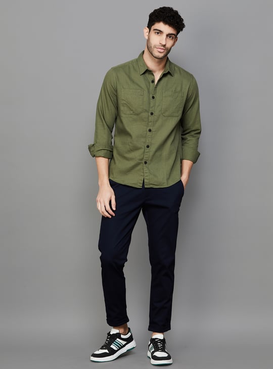 PEPE JEANS Solid Regular Fit Casual Shirt Green