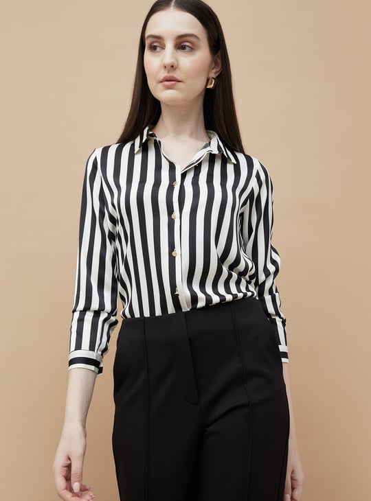 CODE Striped Formal Shirt White