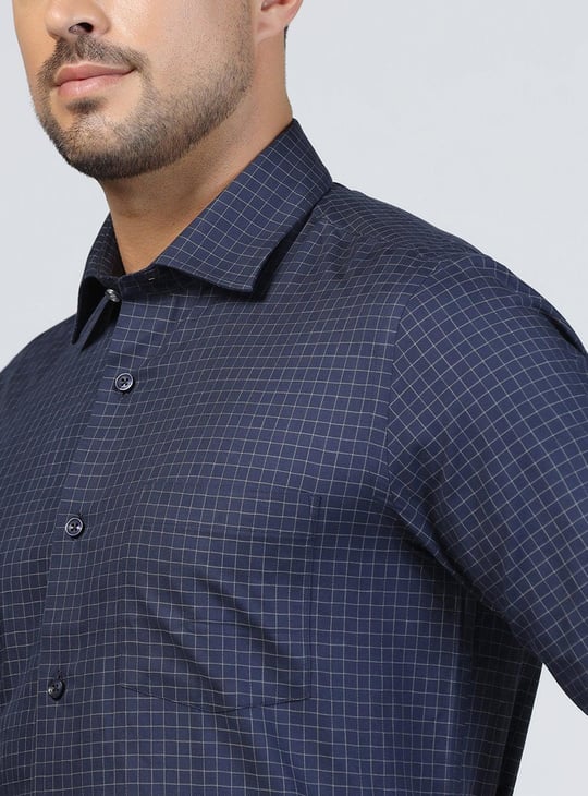 BLACKBERRYS Checked Slim Fit Formal Shirt Blue