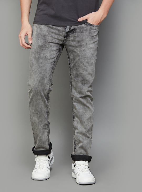 BEING HUMAN Acid Washed Slim Straight Jeans