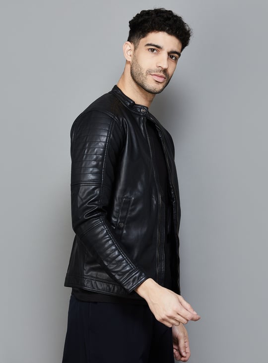 CELIO Solid Biker Jacket | Black