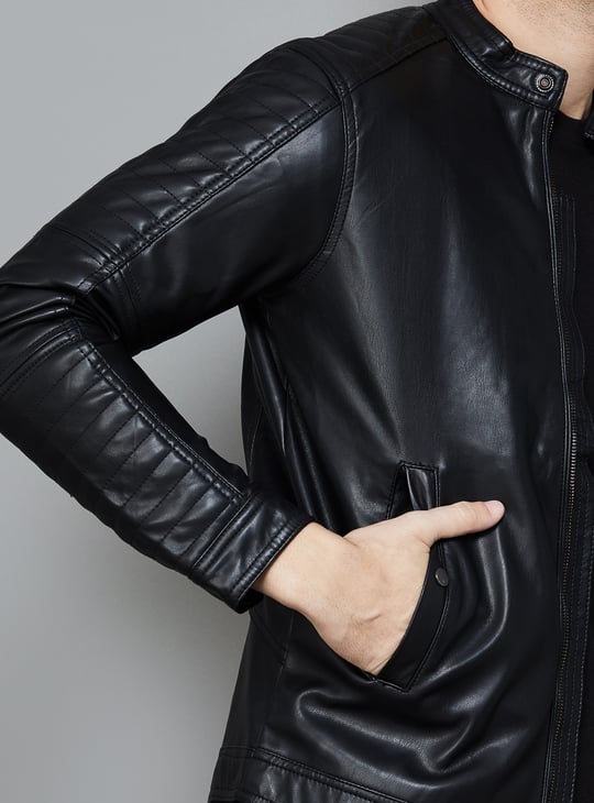 CELIO Solid Biker Jacket | Black