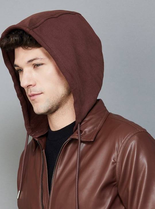 CELIO Solid Casual Jacket Brown