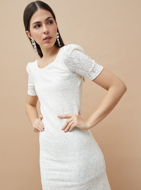green emerald velvet dress Peplum Embroidered Lace Bodycon Dress in Pink main image 0
