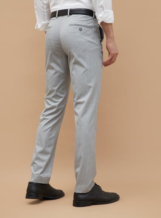 CODE Textured Slim Tapered Formal Trousers Grey