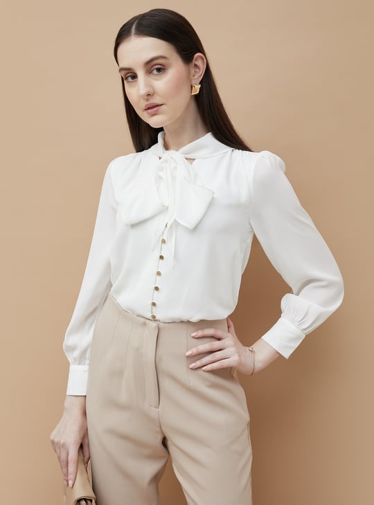 CODE Solid Tie-Up Top White