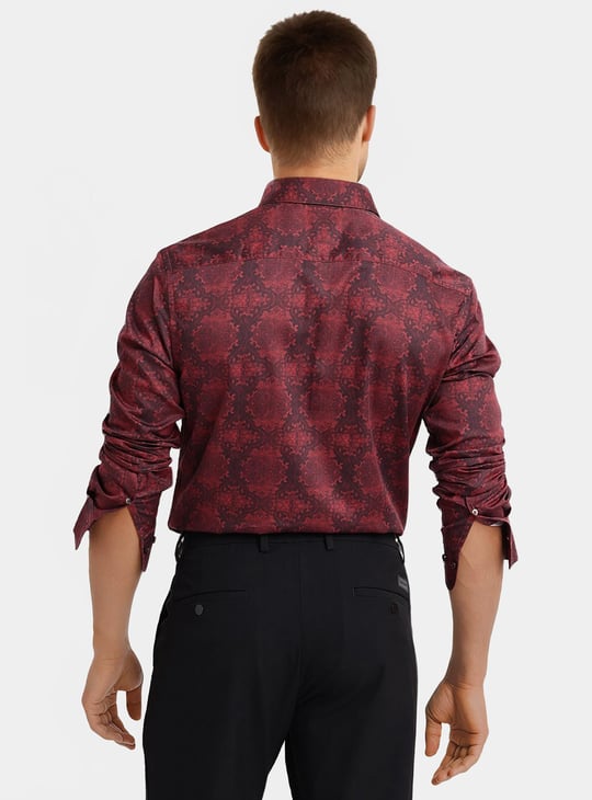 Rare Rabbit Dark Red Jacket Mens RARE RABBIT Printed Shirt Maroon