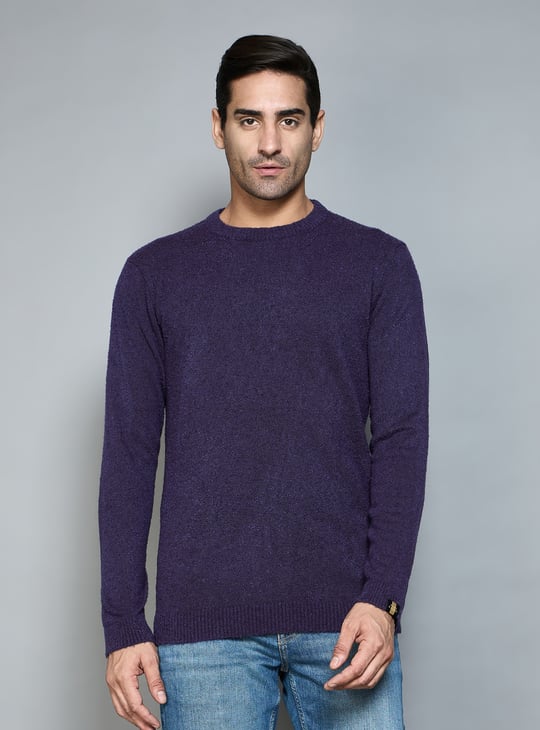 RARE RABBIT Textured Regular Fit Sweater Purple
