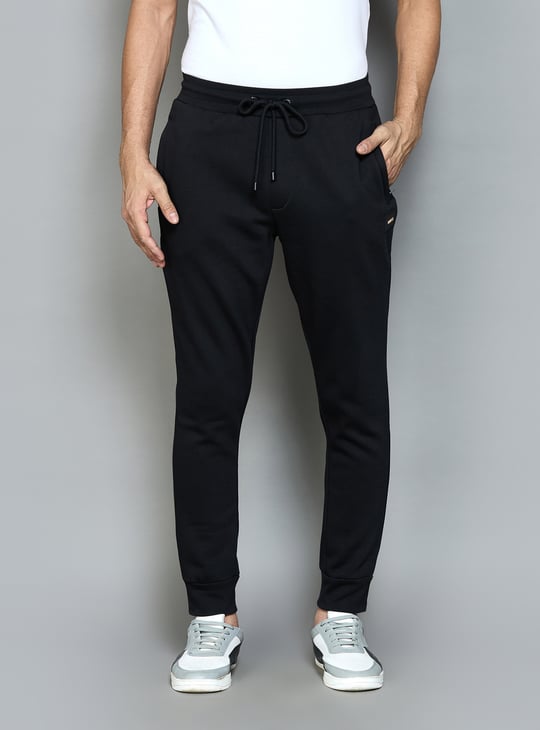 RARE RABBIT Solid Drawstring Joggers Black