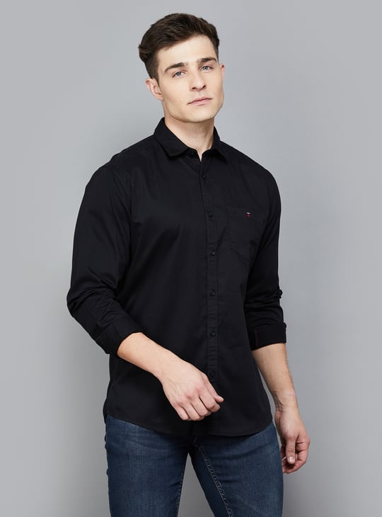 LP JEANS Solid Slim Fit Shirt Black