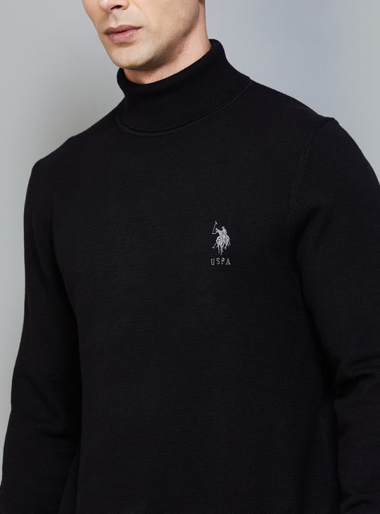 U.S. POLO ASSN. Solid Turtle Neck Sweater | Black