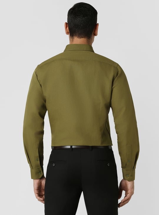 VAN HEUSEN Solid Slim Fit Formal Shirt Green