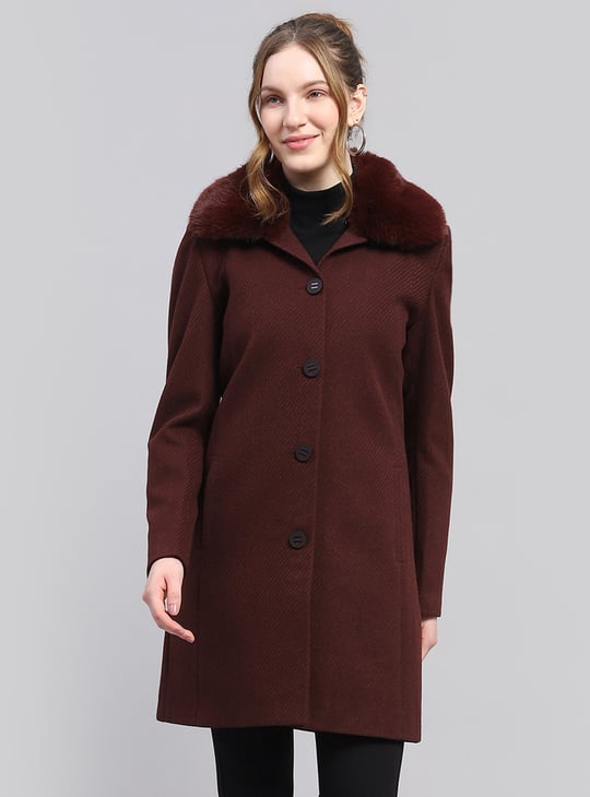 Brown Monte Carlo Coat For Ladies MONTE CARLO Solid Trench Coat