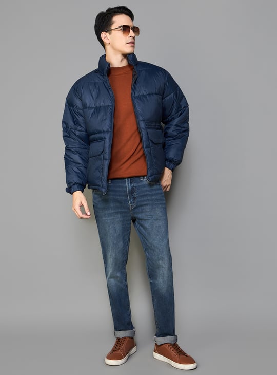 AMERICAN EAGLE Zip Through Puffer Jacket | Blue