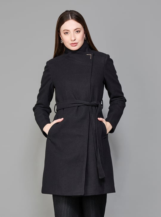 Madame Black Coat Online MADAME Solid Trench Coat Black