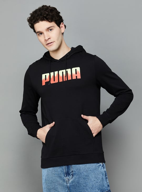 PUMA Logo Print Hooded Sweatshirt