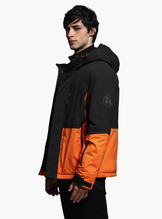 JACK & JONES Colourblocked Hooded Jacket | Black