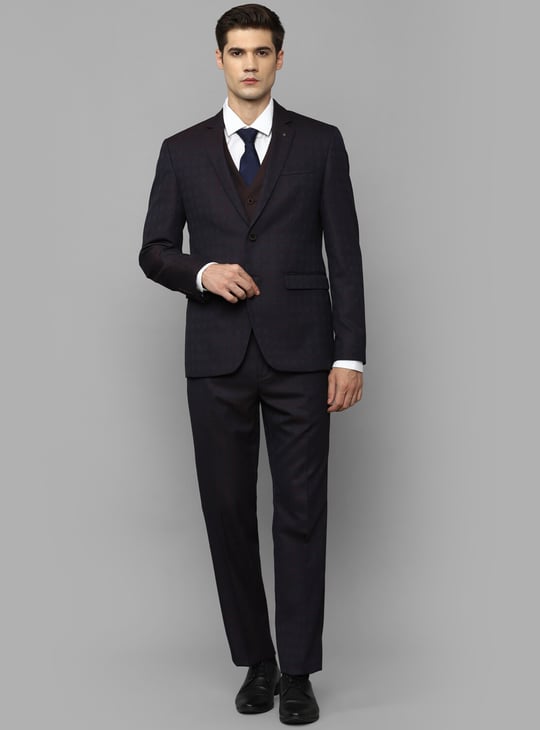 Three Piece Suit Navy Check Skinny Suit LOUIS PHILIPPE Check