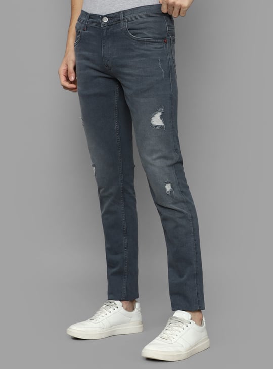 ALLEN SOLLY Dark Wash Distressed Skinny Fit Jeans