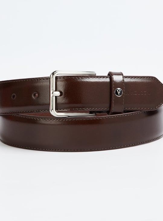 VAN HEUSEN Solid Leather Belt Brown - Main Image