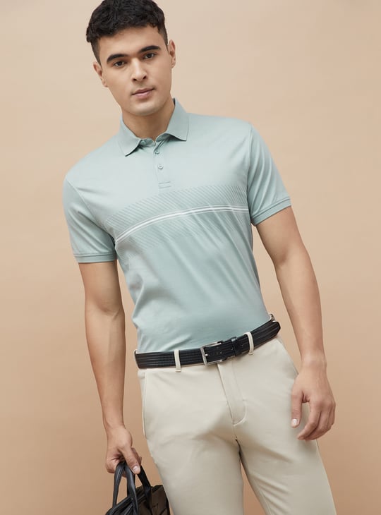 CODE Striped Regular Fit Polo T-shirt