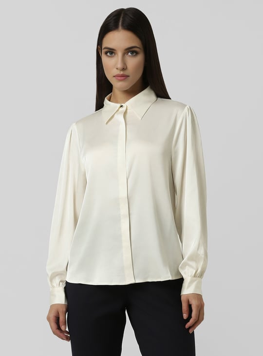 VAN HEUSEN Solid Regular Fit Formal Shirt White