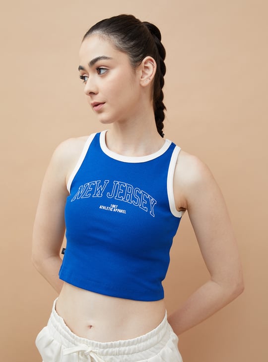 KAPPA Printed Sports Crop T-shirt Blue