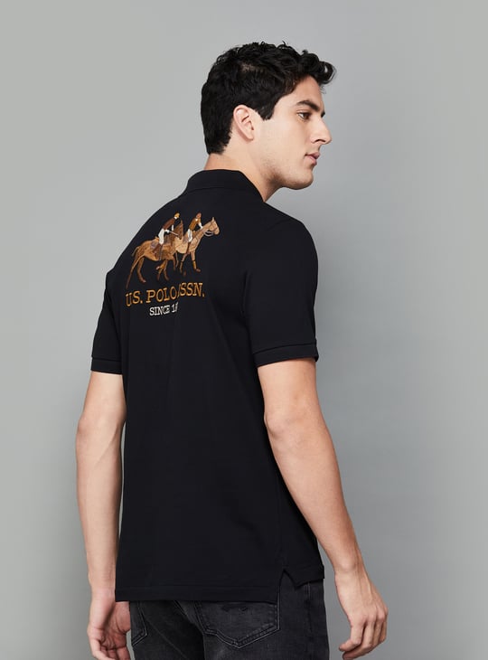 POLO Back Embroidered Slim Fit Polo T-shirt Black