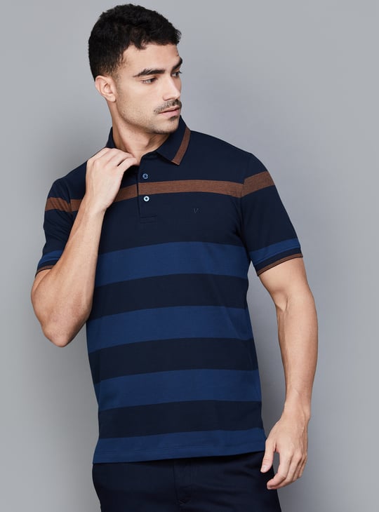 VH SPORTS Striped Polo T-shirt Blue