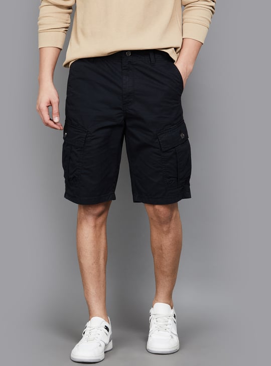 T-BASE Solid Cargo Shorts Black