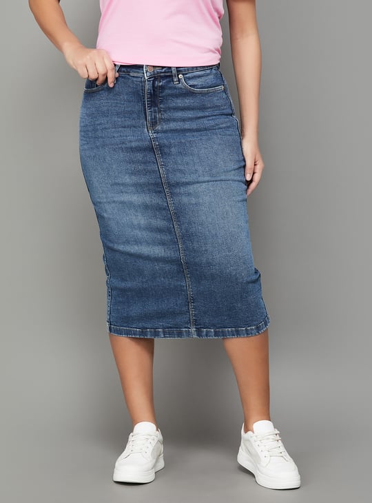 XPOSE Washed Midi Denim Skirt