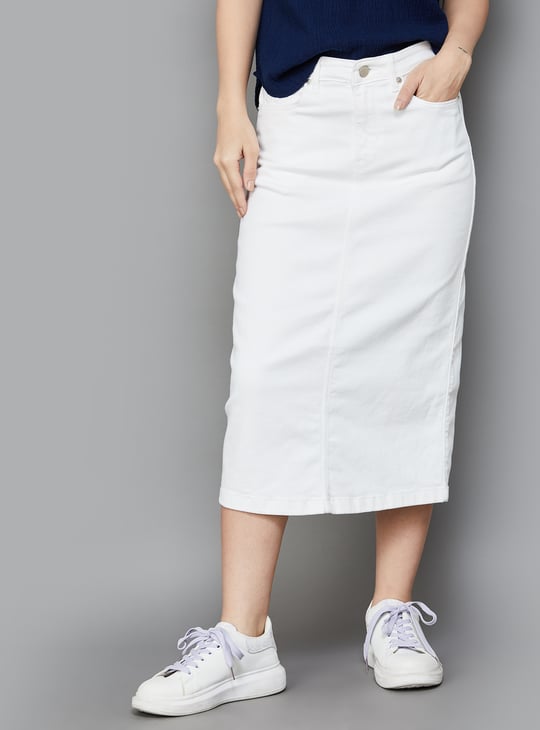 XPOSE Solid High-Rise Denim Skirt