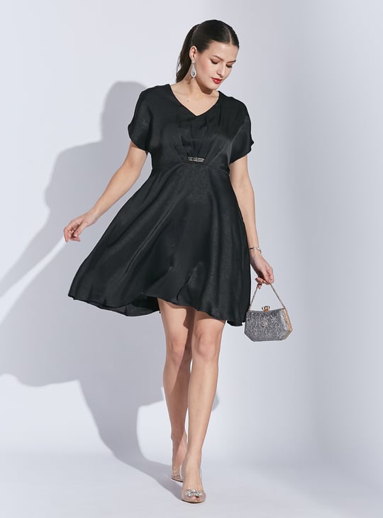 what to bring to first dress fitting Textured Fit & Flare Dress