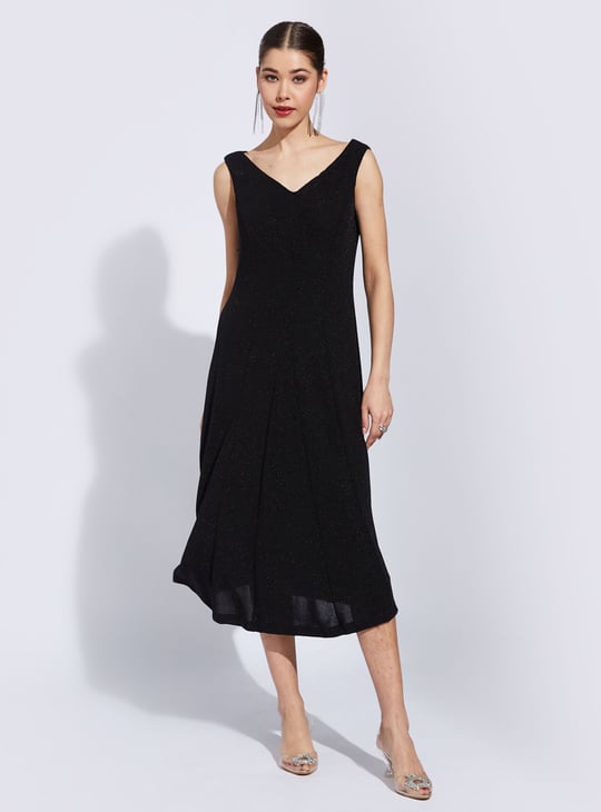 dusty blue a line dress Gwendolyn Gown – Glitter Lace-Up A-Line Dress main image 1
